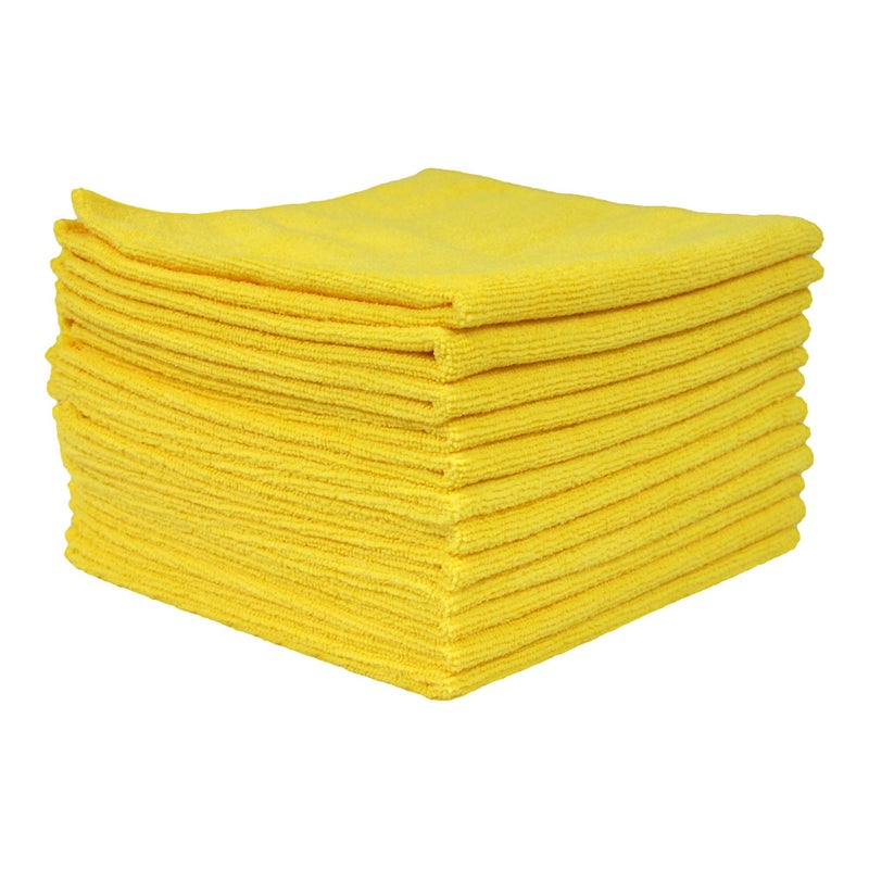 Eurow Utility 240 GSM Terry Weave Microfiber Cleaning Towels for Home, Auto, Boat, RV, Garage, Shop, Streak-Free, Scratch-Free, Reusable, Multi-Surface, Ultra Absorbent, 16x16 Inch, 12-Pack, Yellow - Image 2